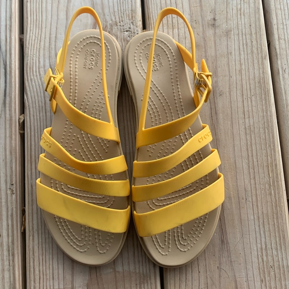 CROCS Women's Yellow Strappy Slingback Sandals